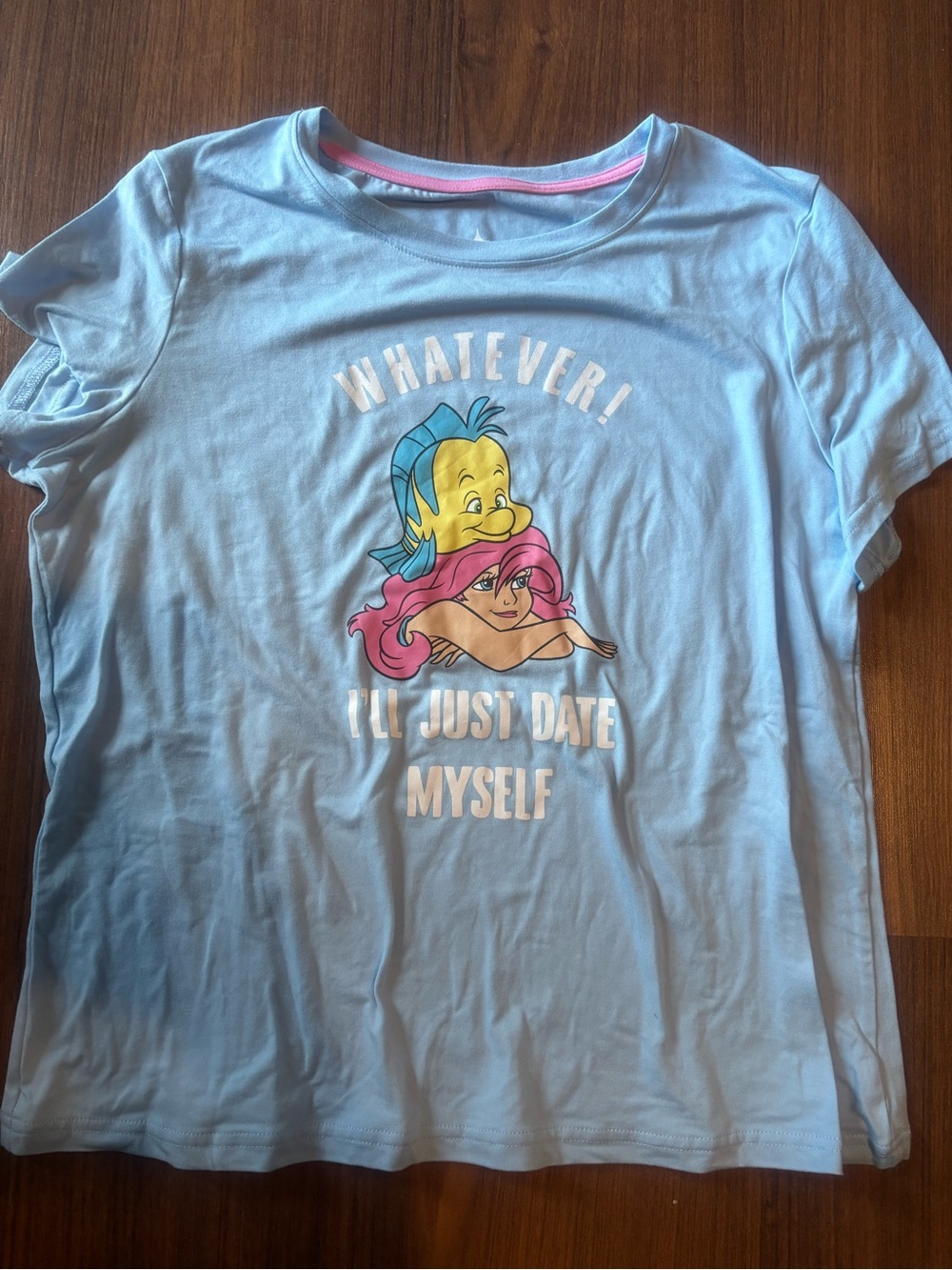 Disney Light Blue "Whatever! I'll Just Date Myself" Ariel & Flounder Graphic Tee